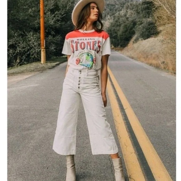 We The Free Pants - NWT Free People High-rise Widely Cropped White Jeans Sz 30